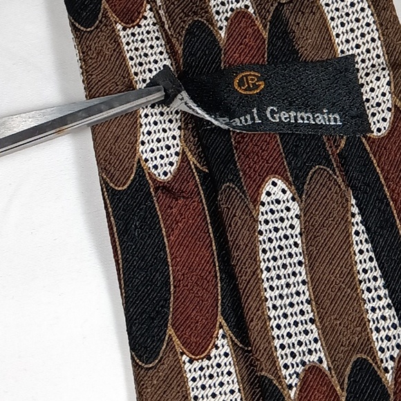 Jean Paul Gremain Tie brown white black textured - Picture 3 of 9